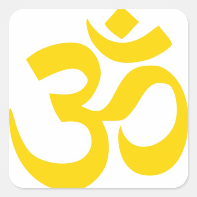 Aum Symbol (Yellow Gold in Colour) Square Sticker (Front)