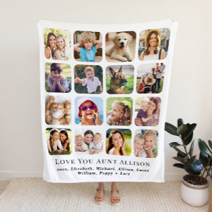 Aunt 16 Photo Collage Sherpa Blanket