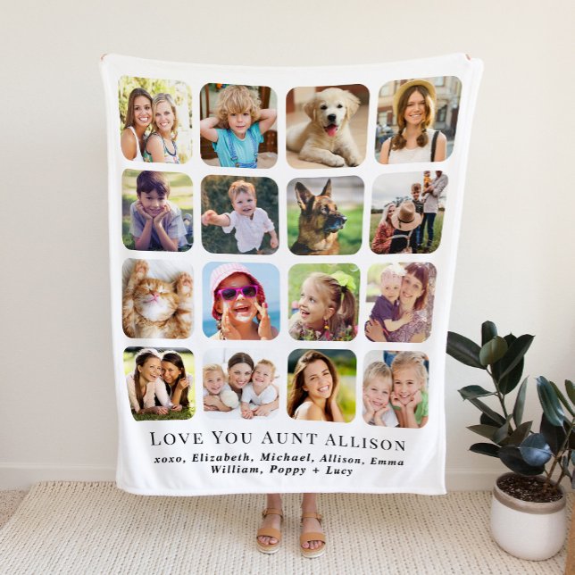 Aunt 16 Photo Collage Sherpa Blanket (Creator Uploaded)