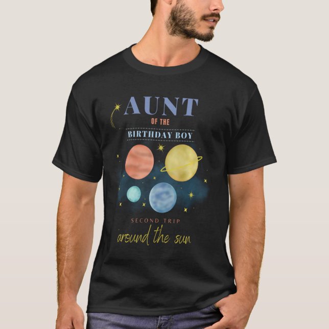 Aunt 2nd Birthday Second Trip Around The Sun Space T-Shirt (Front)