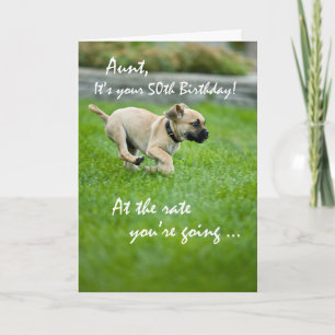 Aunt, 50th Birthday Puppy Running Card