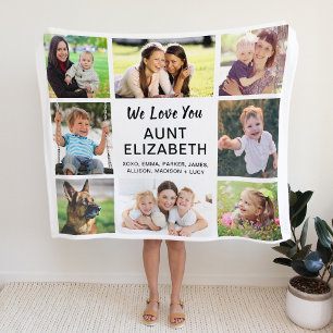 Aunt 8 Photo Collage Fleece Blanket