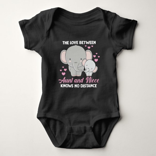 Aunt and Niece Love Auntie Family Elephant Hearts Baby Bodysuit (Front)