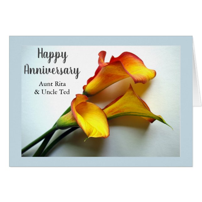 Aunt and Uncle Add Names Anniversary Calla Lilies (Front Horizontal)