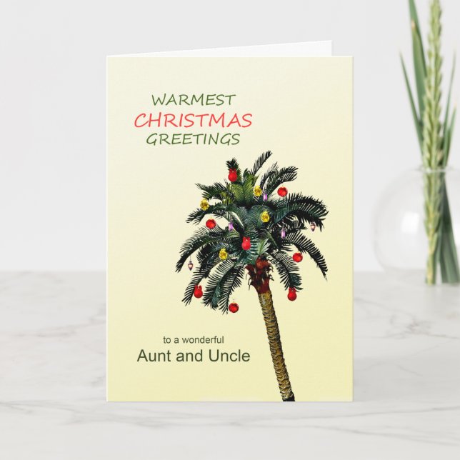 Aunt and Uncle Christmas Palm Tree Holiday Card (Front)