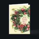 Aunt and Uncle Christmas Wreath Holiday Card<br><div class="desc">An elegant Christmas card showing a christmas wreath with ornaments,  presents,  and pine cones. A beautiful way to send Christmas good wishes to your aunt and uncle.</div>