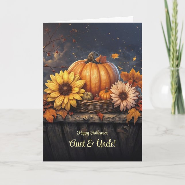 Aunt and Uncle Happy Halloween with Basket  Card (Front)
