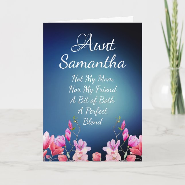 Aunt Auntie Birthday Pink Floral Mothers Day Card (Front)