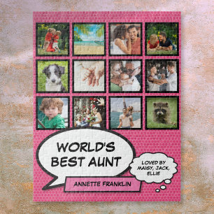 Aunt Auntie Cool Pink Fun Comic Photo Collage  Jigsaw Puzzle