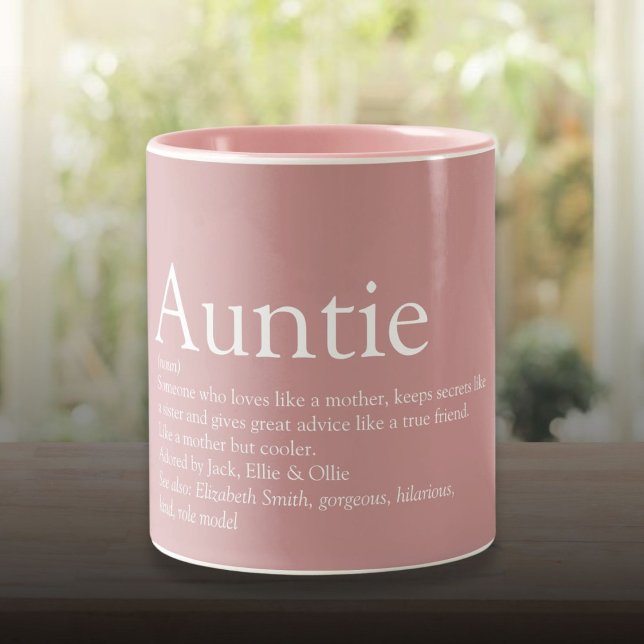 Aunt Auntie Definition Dusty Rose Pink Two-Tone Coffee Mug (Aunt Auntie Definition Dusty Rose Pink Two-Tone Coffee Mug)