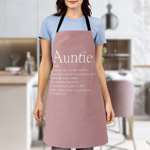 Aunt Auntie Definition Modern Dusty Rose Pink Apron