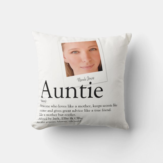 Aunt Auntie Definition Modern Photo Cushion (Front)