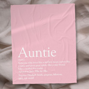 Aunt Auntie Quote Girly Pink Modern Fun Cool Fleece Blanket