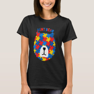 Aunt Bear Autism Awareness Auntie Love Support Kid T-Shirt
