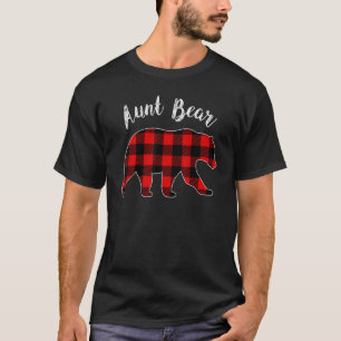 Aunt Bear Buffalo Plaid Matching Family Group Chri T-Shirt