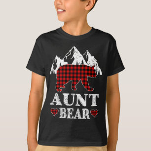 Aunt Bear Christmas Pajama Red Plaid Buffalo Match T-Shirt