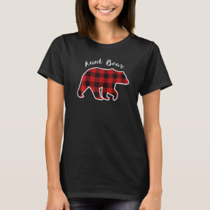 AUNT BEAR Women Red Plaid Christmas Pajama Family T-Shirt