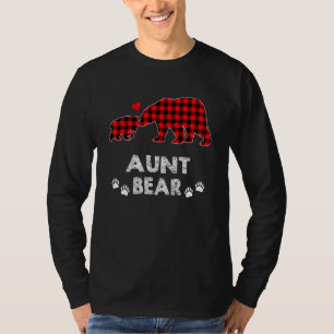 Aunt Bear Women Red Plaid Christmas Pajama Family T-Shirt