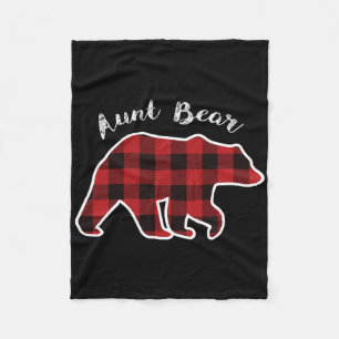 Aunt Bear Women Red Plaid Christmas Pajama Gift Fleece Blanket