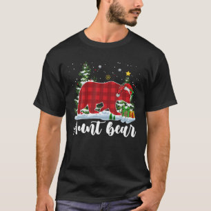 AUNT BEAR Women Red Plaid Christmas Pajama T Shirt