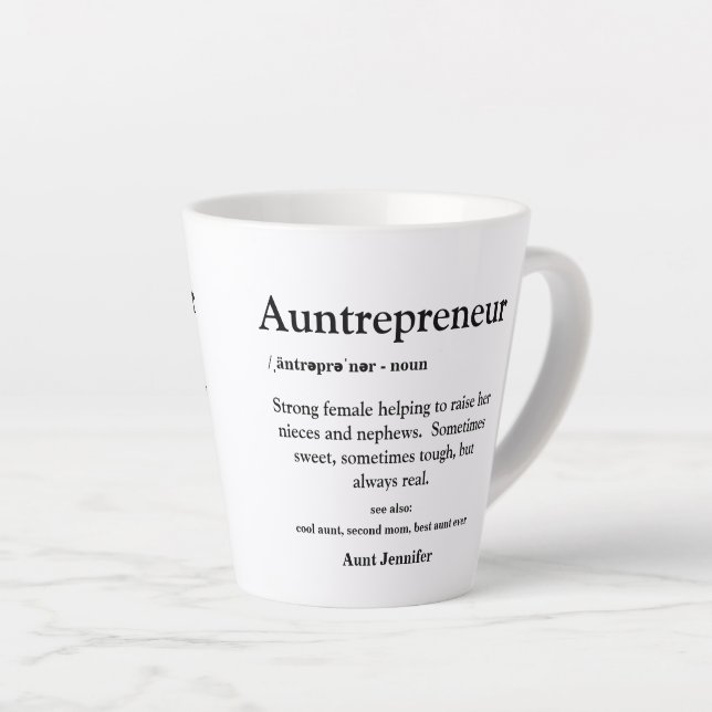 Aunt Best Aunt Ever Typography Definition Latte Mug (Right Angle)