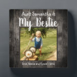 Aunt Bestie Desk Photo Plaque<br><div class="desc">Fun rustic wood photo desk plaque. All text is customisable and photo can easily be changed. My Aunt is my Bestie with niece or nephew name option at the bottom of the plaque. A unique gift for that special person in your life.</div>
