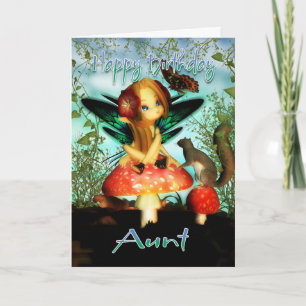 Aunt, Birthday Card, Cute Little Fairy Card