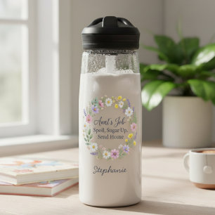 Aunt Birthday Wildflower Botanical Floral Water Bottle