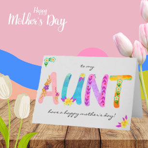 AUNT Bold Floral Bohemian Mother’s Day Card