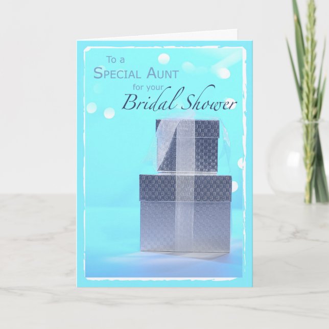 Aunt, Bridal Shower Gifts, Light Blue & Silver Thank You Card (Front)