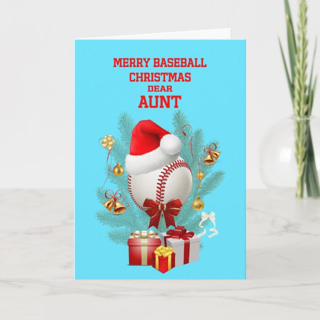 Aunt Christmas Baseball Holiday Card (Front)