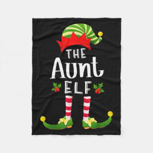 Aunt Christmas Elf Matching Pajama X-mas Party  Fleece Blanket