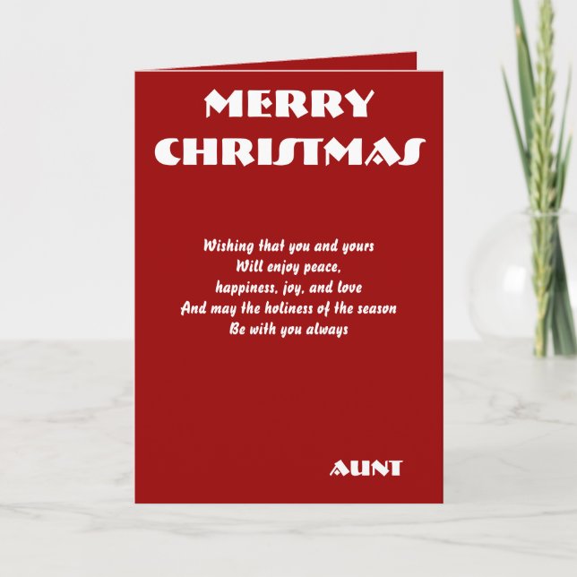 Aunt Christmas greeting cards (Front)