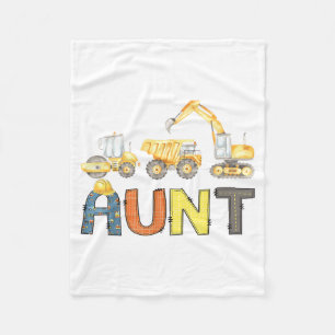 Aunt Construction Excavator Birthday Boy Mothers Fleece Blanket