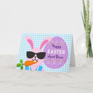 Aunt Cool Easter Bunny and Carrot Card