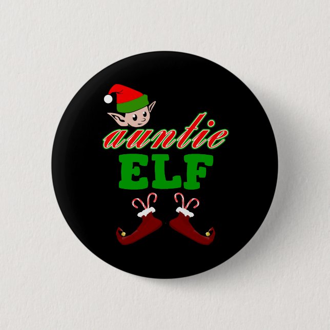Aunt Elf Christmas Gift 6 Cm Round Badge (Front)