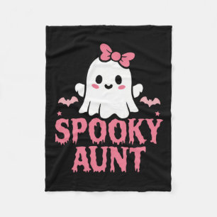 Aunt Family Cute Pink White Ghost Boo Halloween Fleece Blanket