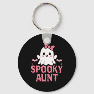 Aunt Family Cute Pink White Ghost Boo Halloween  Key Ring