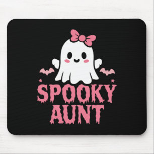 Aunt Family Cute Pink White Ghost Boo Halloween Mouse Pad