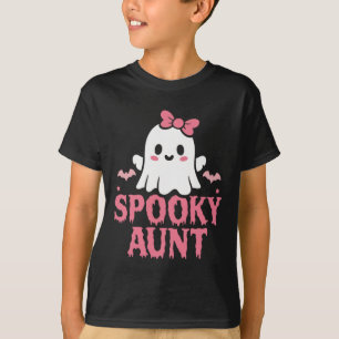 Aunt Family Cute Pink White Ghost Boo Halloween  T-Shirt
