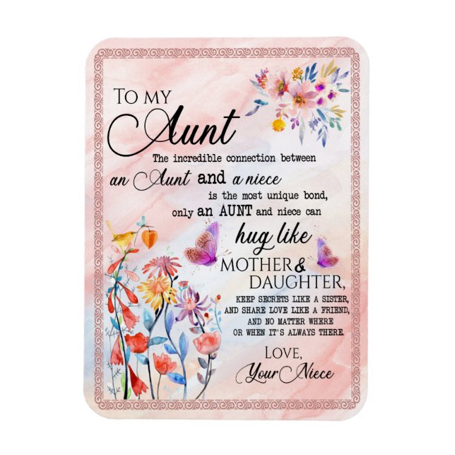 Aunt Gifts | Letter To My Aunt Love From Niece Magnet (Vertical)