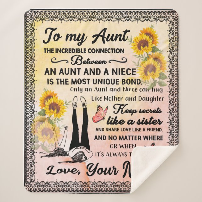 Aunt Gifts | Letter To My Aunt Love From Niece Sherpa Blanket (Front)