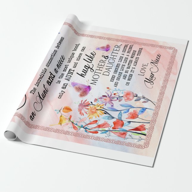 Aunt Gifts | Letter To My Aunt Love From Niece Wrapping Paper (Unrolled)