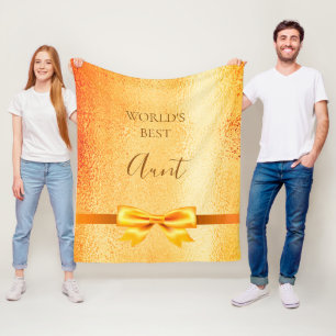 Aunt gold bow elegant fleece blanket