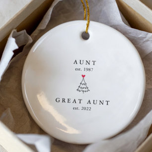 Aunt   Great Aunt Year Est.  Ceramic Tree Decoration