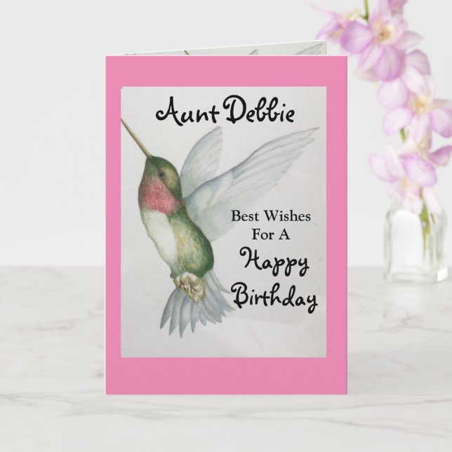Aunt Happy Birthday Pretty Joyful Bird Card (Orchid)