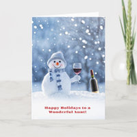 Aunt Happy Holidays Humourous Wine Themed Xmas