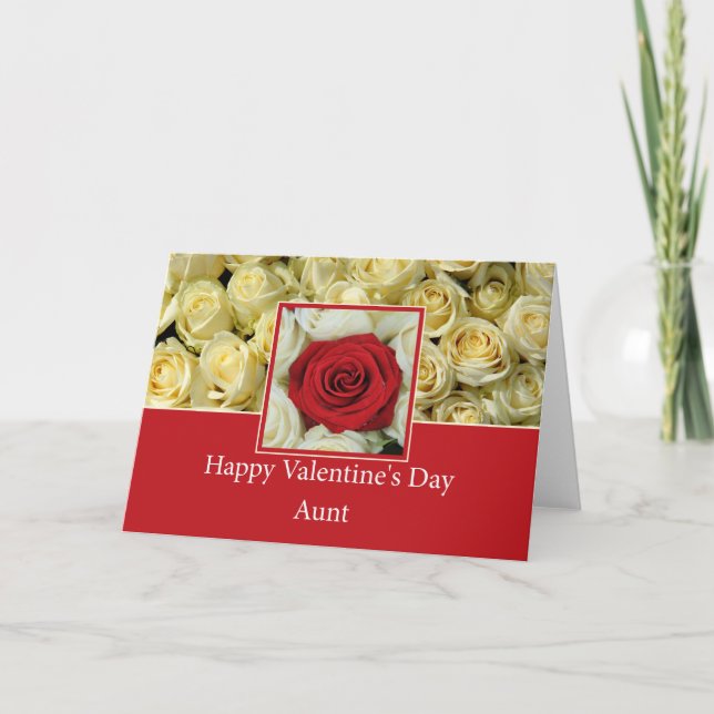 Aunt    Happy Valentine's Day Roses Holiday Card (Front)
