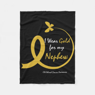 Aunt I Wear Gold For My Nephew Childhood Cancer Aw Fleece Blanket