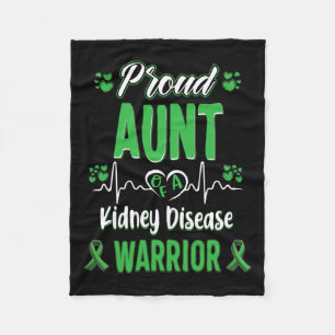 Aunt Kidney Disease Warrior Awareness Ribbon Green Fleece Blanket